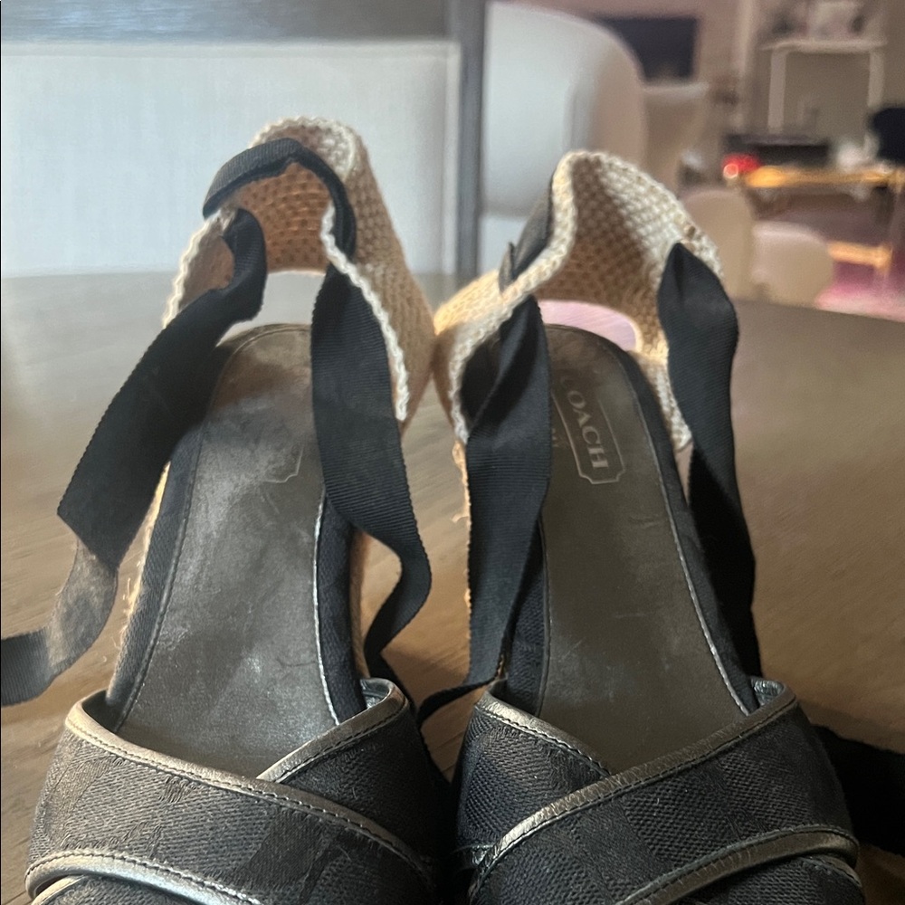 Coach Black and Tan Espadrille Wedges - Picture 4 of 4
